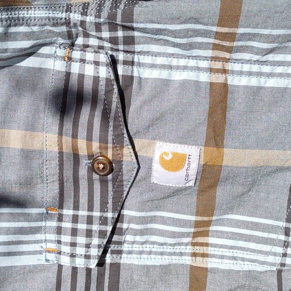 Carhartt relaxed fit S plaid button down NWOT - Picture 2 of 6